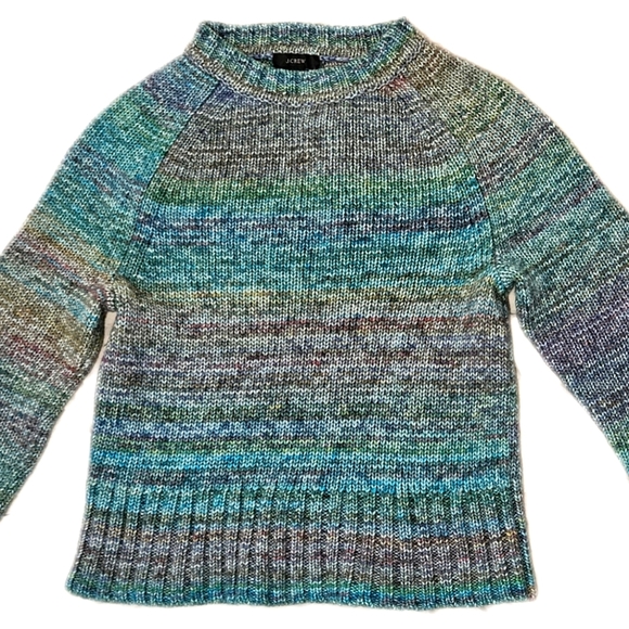 J. Crew Italian Space-Dyed Cotton & Wool Sweater XS (0-2) Blue Green Crew Neck - Picture 4 of 11